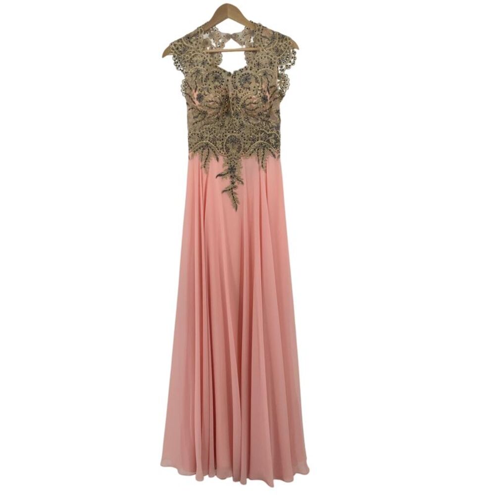 Basix Sleeveless Beaded Evening Dress Pink 2